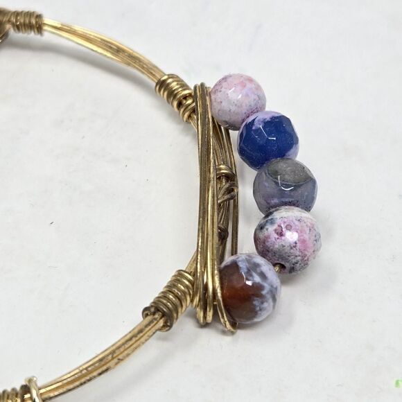 BOURBON and BOWTIES Sodalite Metal Wrap Bangle Bracelet - Picture 3 of 5